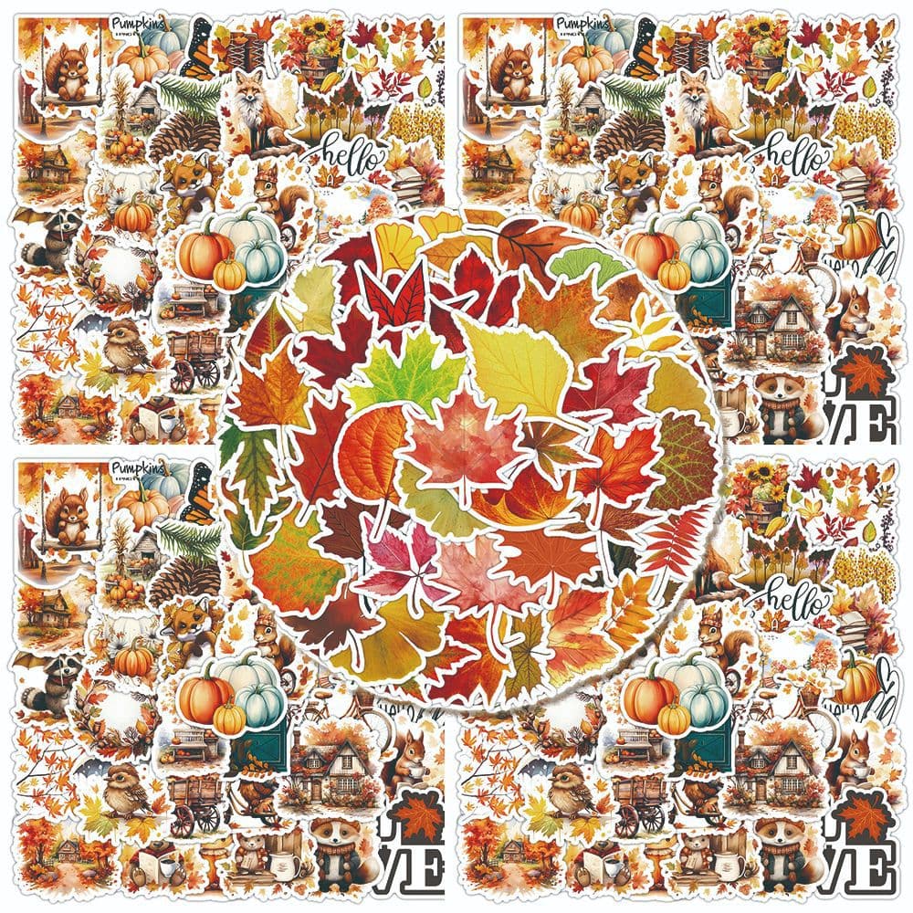 50pcs New Cross-border Autumn Scenery Graffiti Stickers Autumn Forest Cute Animal Decorative Phone Stickers Wholesale