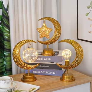 Cross-border LED Iron Art Moon Light Star Light Round Ball Light Star Moon Light Holiday Light Room Decorative Candle Holder Ornament Light