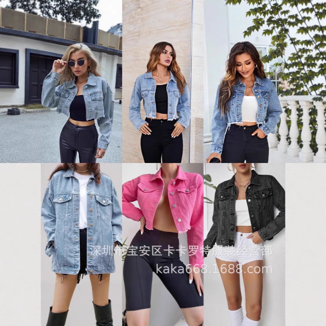 Cross-border Sexy Denim Jacket for Women Loose European and American Casual Jacket Top Amazon Women's Clothing Jacket