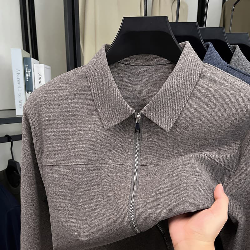Men's Mid-Age Thin Lapel Jacket 26 Autumn New Business Casual Solid Color Outerwear Cross-Border Factory Direct