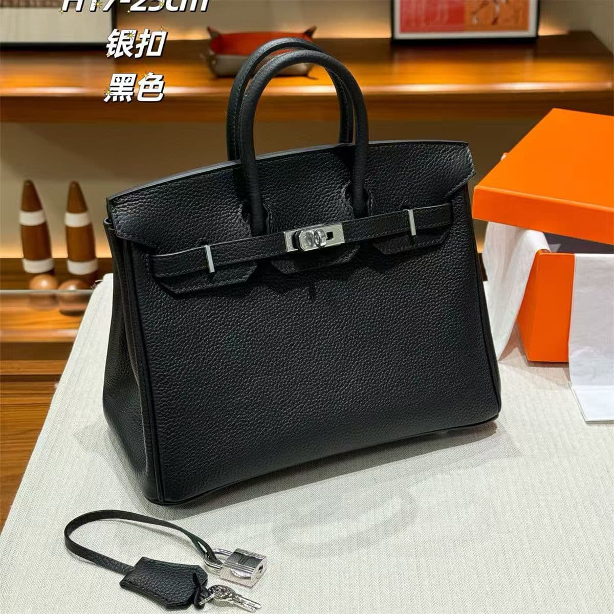 Platinum Togo Imported Top-Grain Calfskin Leather Grain Handbag Tote Shoulder Crossbody Bag Genuine Leather Premium Women's Bag