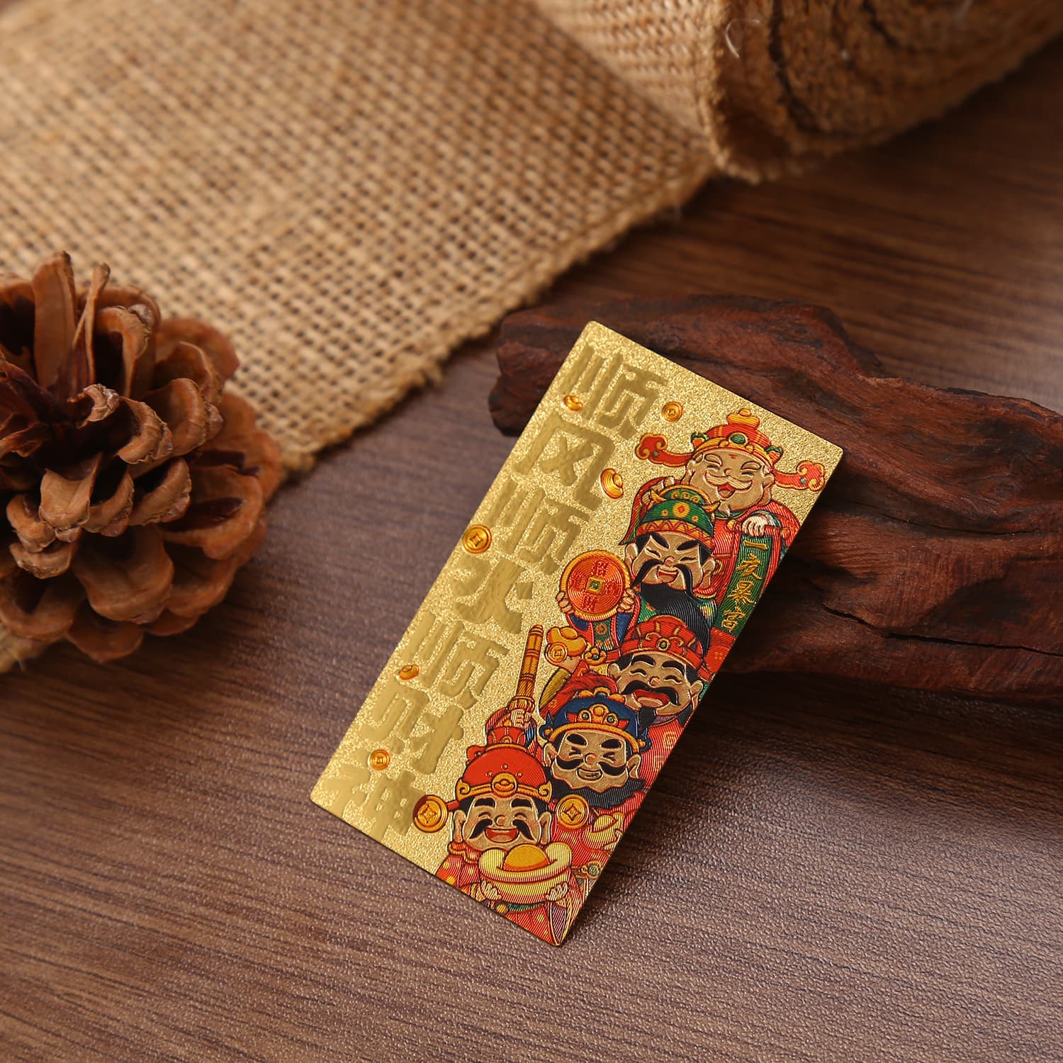 Wealth God Gold Foil Treasure Vault Rise, Luck Turnaround, Smooth Sailing, Five-Way Wealth God Cute Version Phone Sticker Wholesale