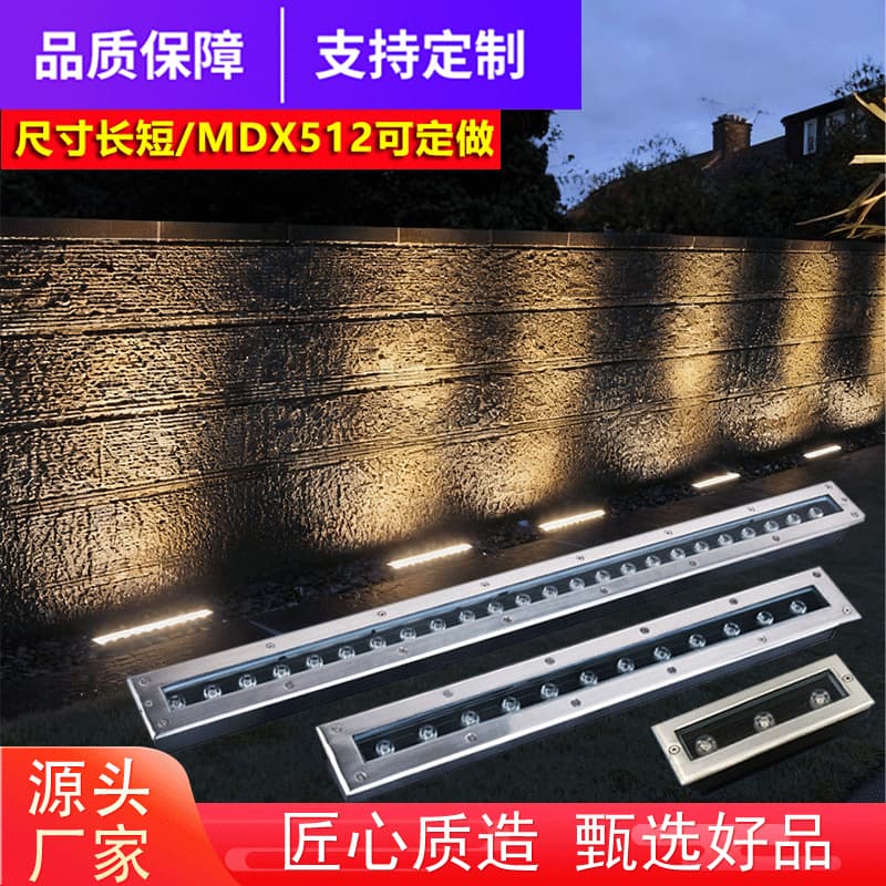 24V LED Outdoor Waterproof Round Park Garden Stainless Steel Rectangular Buried Light Linear Ground Light