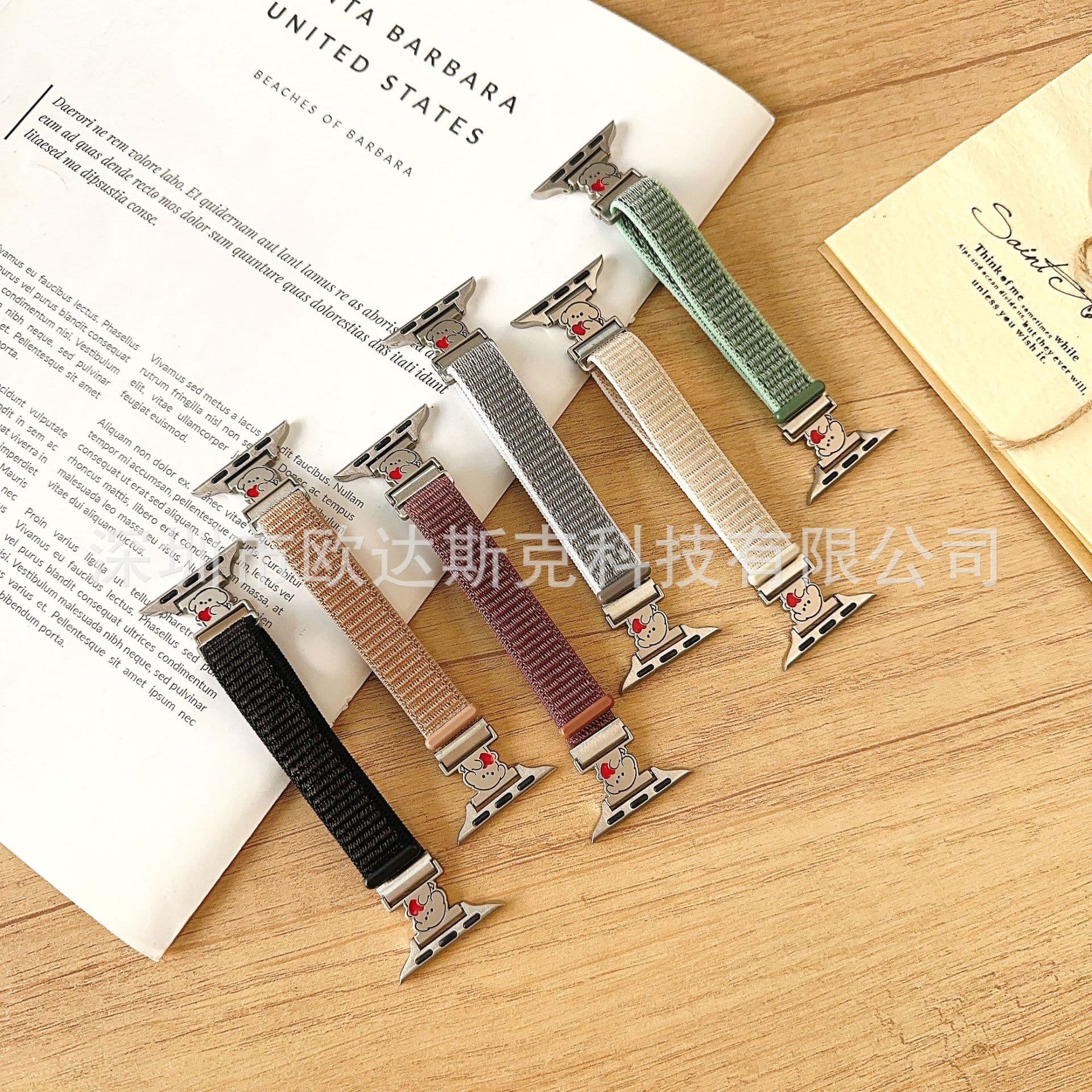 Breathable Love Heart Dog Nylon Watch Band for Apple Watch S10/9/8/SE/7/6/54