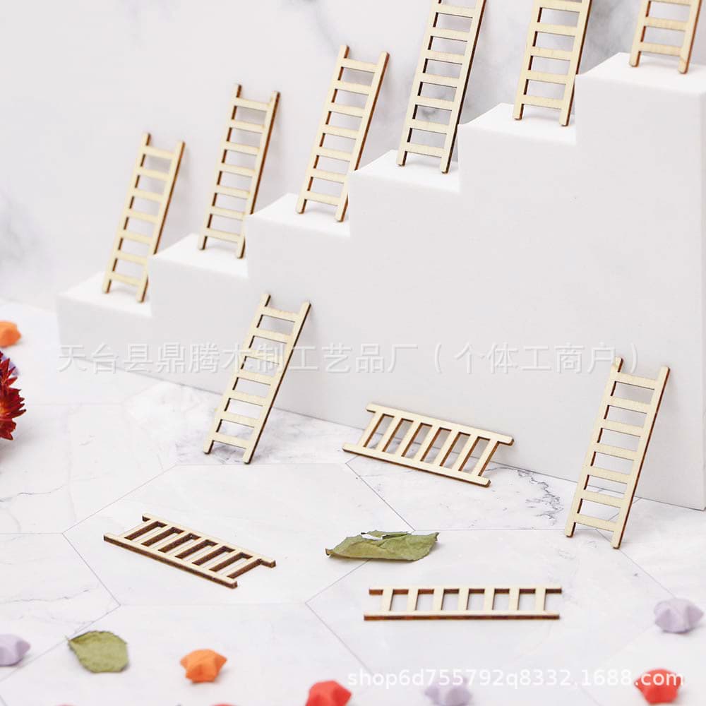 Factory Wholesale Doll Wooden Small Ladder, Garden Potted Plant Landscaping, DIY Decoration, Gardening Potted Plant Landscaping