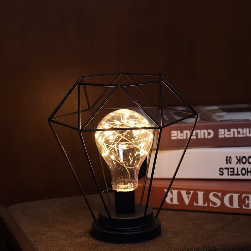 Red Wine Glass Iron Art Night Light Tabletop Candle Holder Creative Home Dinner Bar Lamp Night Market Decorative Color Light