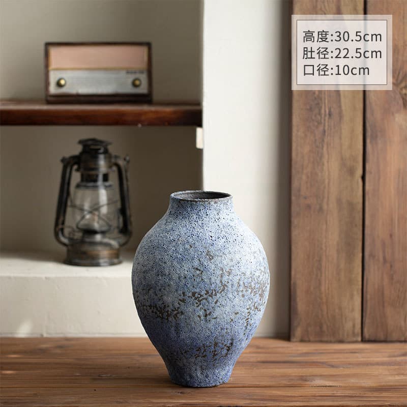 Jingdezhen Ceramic Black Vase Flower Pot Planter Decoration Living Room Guesthouse Entryway Creative Ornament Vintage Vase
