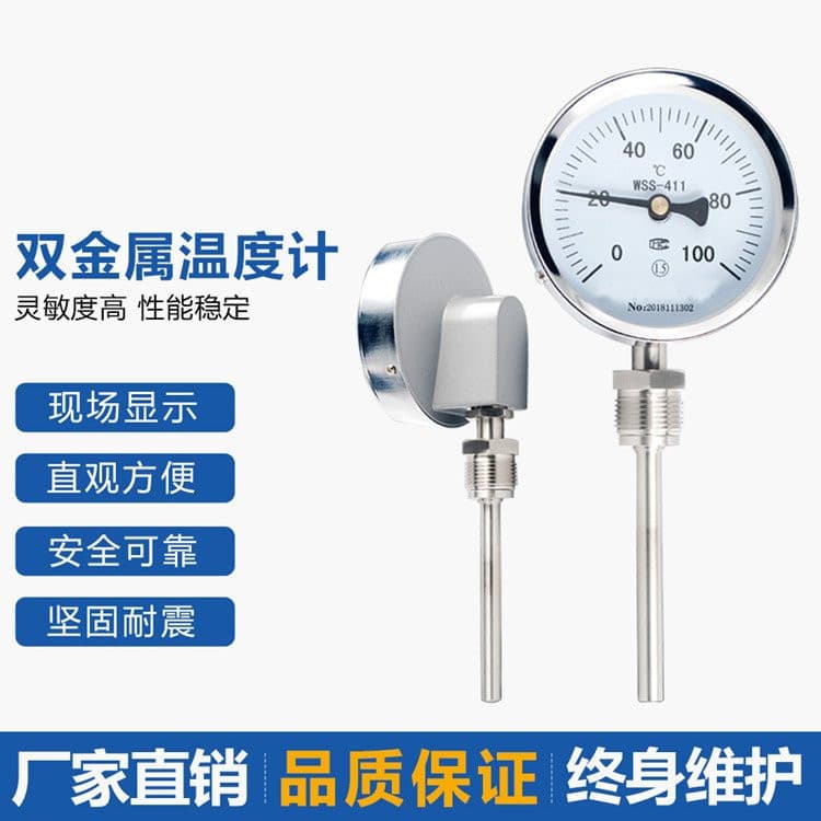 Stainless Steel Radial Axial Universal Pointer Bimetallic Thermometer WSS-401 WSS-411 Manufacturer