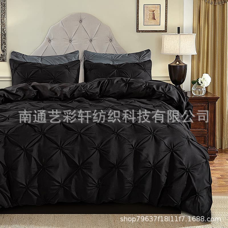 Cross-border Princess Style Twisted Flower Craft Washed Cotton Brushed Bedding Set 4-Piece Quilt Cover Sheet Fitted Sheet Wholesale