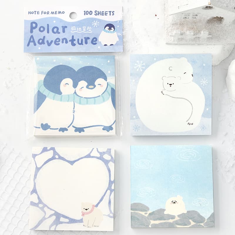 NOTE FOR Sticky Notes - Polar Mail Series, Cute Animal Journal DIY Underlay Memo Material Paper