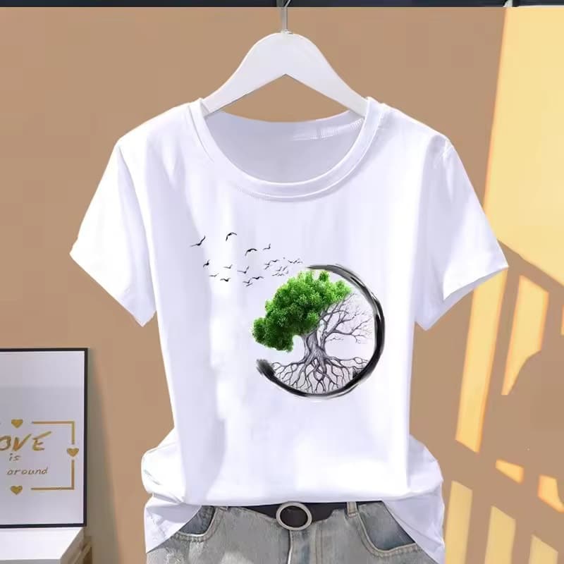 European Size Women's Printed Fashion Cute Internet Celebrity Short Sleeve T-Shirt Women's Top T-Shirt European American Comfortable Casual Pattern