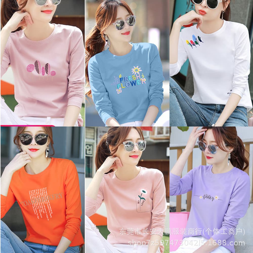 New Foreign Trade Women's Long-Sleeve T-Shirt, Casual Top, Loose-Fitting Autumn Base Shirt, Wholesale for Market Stalls
