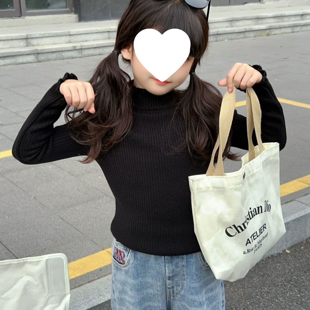 Girls' fleece-lined, thick, non-pilling sweater, high-neck top, soft, stylish, warm base layer knitwear