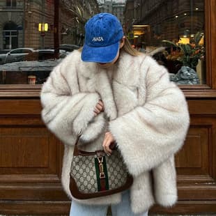 New Thickened Autumn Winter Fur Coat, Fluffy Dyed Fox Fur Coat for Women, Loose European American Fur Coat