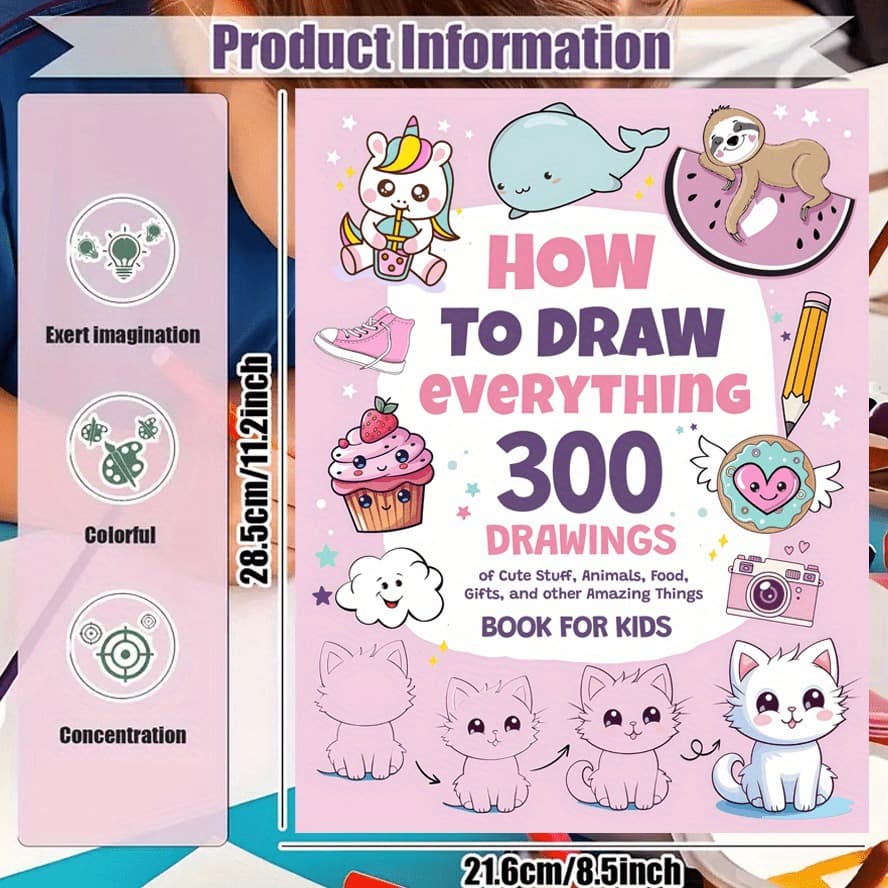 Cross-border Amazon Temu Shein Drawing Enthusiasts Draw Anything 300 Cute Step-by-Step Simple
