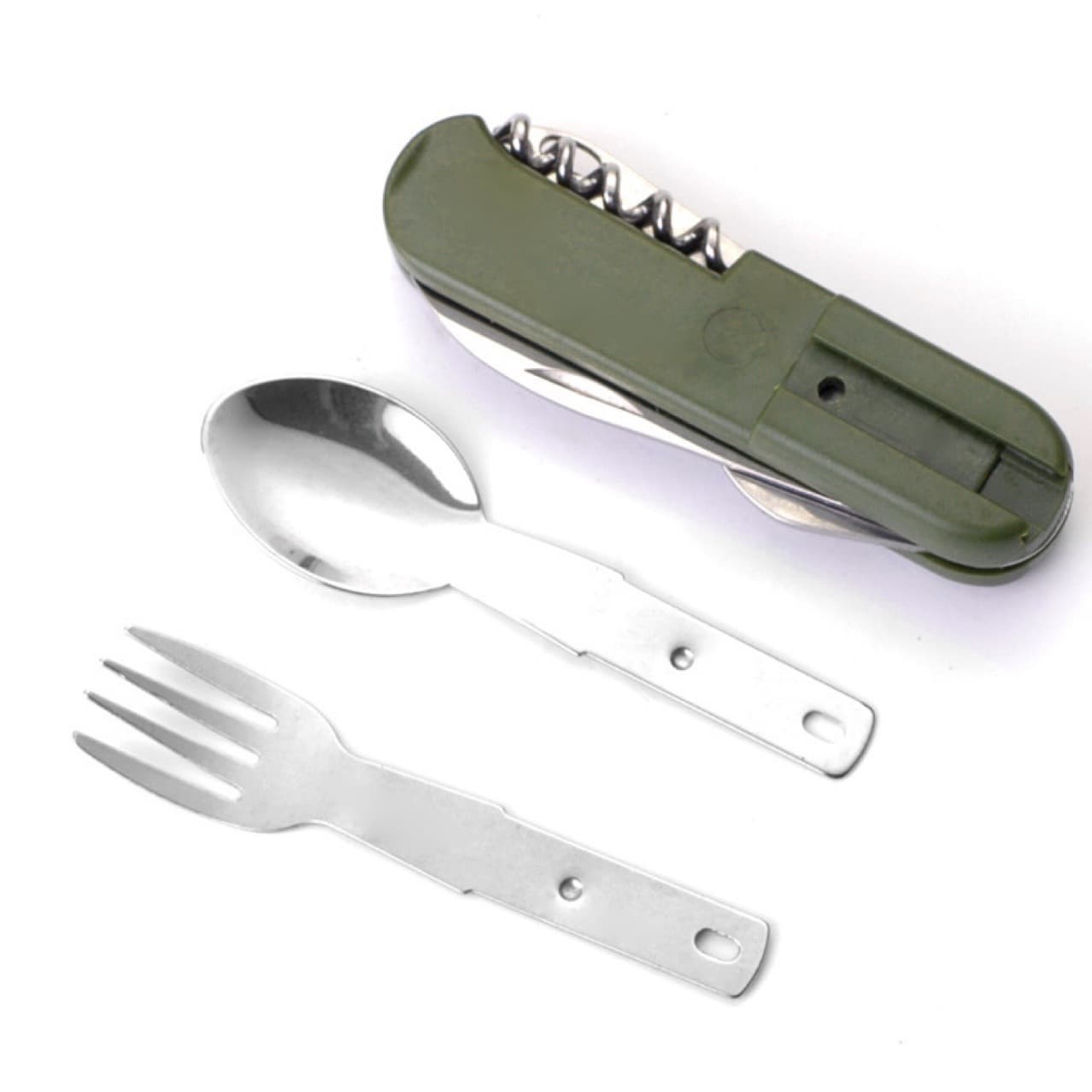 Portable Utensils Outdoor Camping Foldable Knife Fork Spoon Set Multi-functional Foldable Three-Piece Set