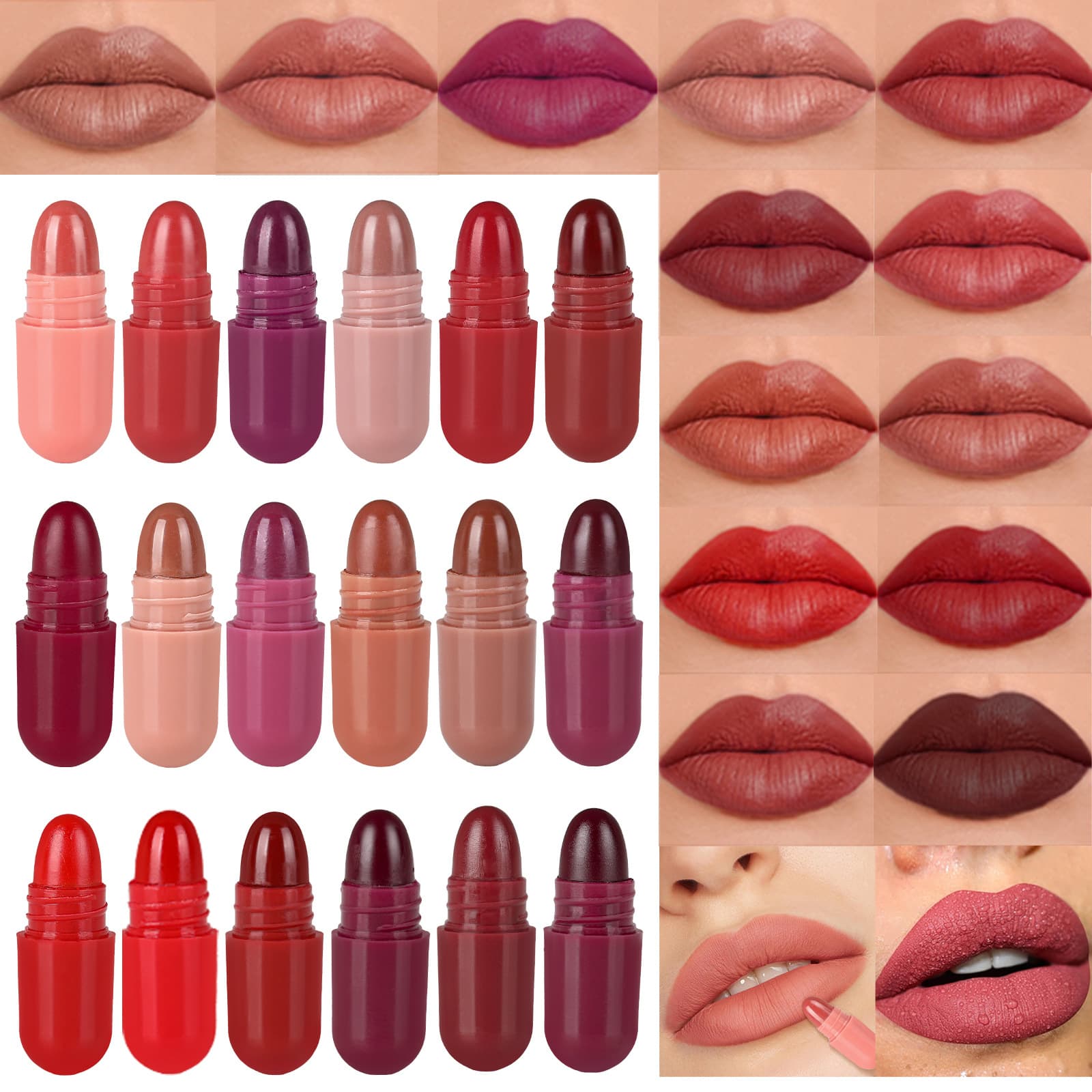 FAFAMOON 18-Color Capsule Lipstick Set Long-lasting Waterproof Non-stick Mini Matte Lipstick Cross-border Wholesale