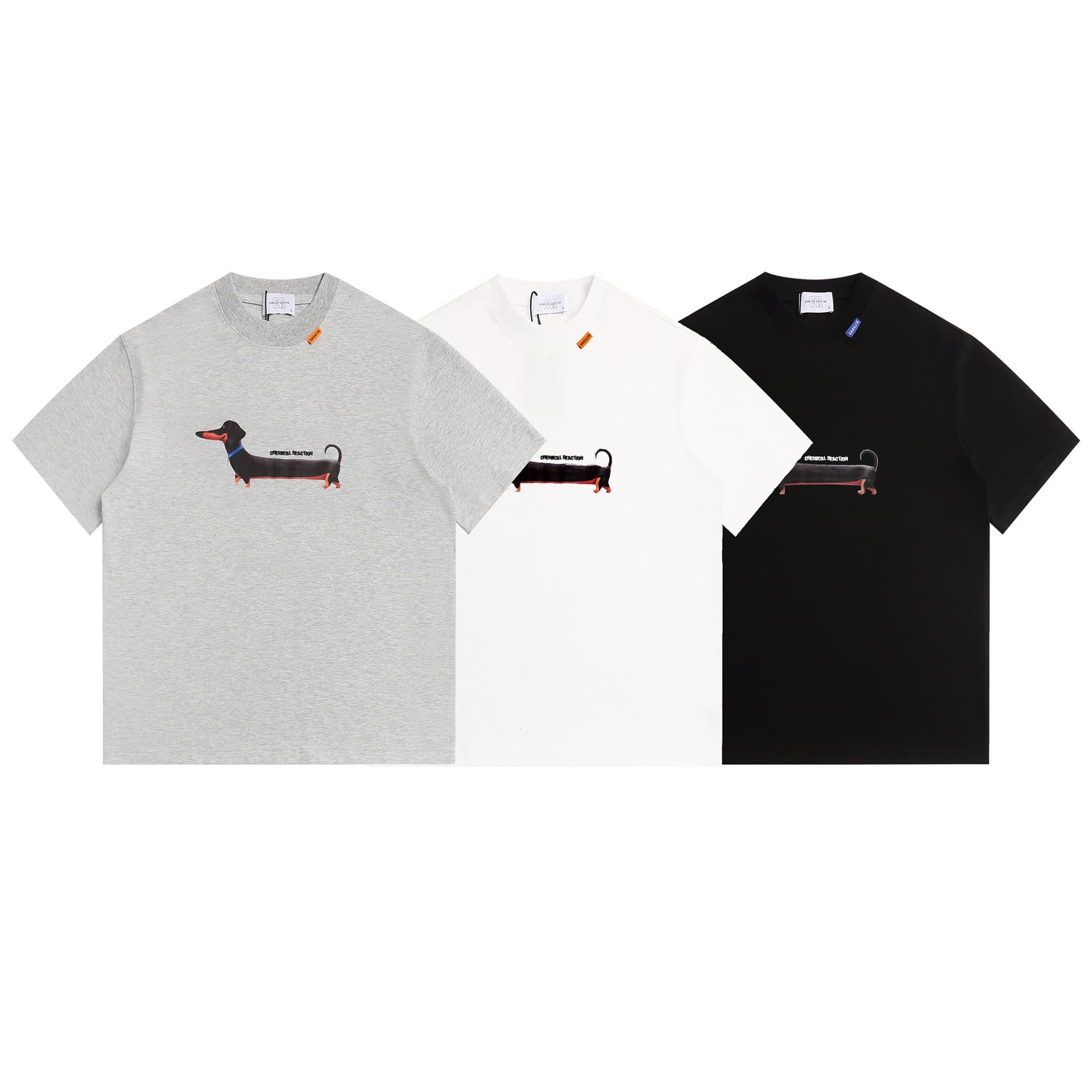 American Retro Cartoon Dachshund Print Short-Sleeved T-Shirt for Men and Women, Loose Half-Sleeved T-Shirt, Trendy Brand Couple Tee