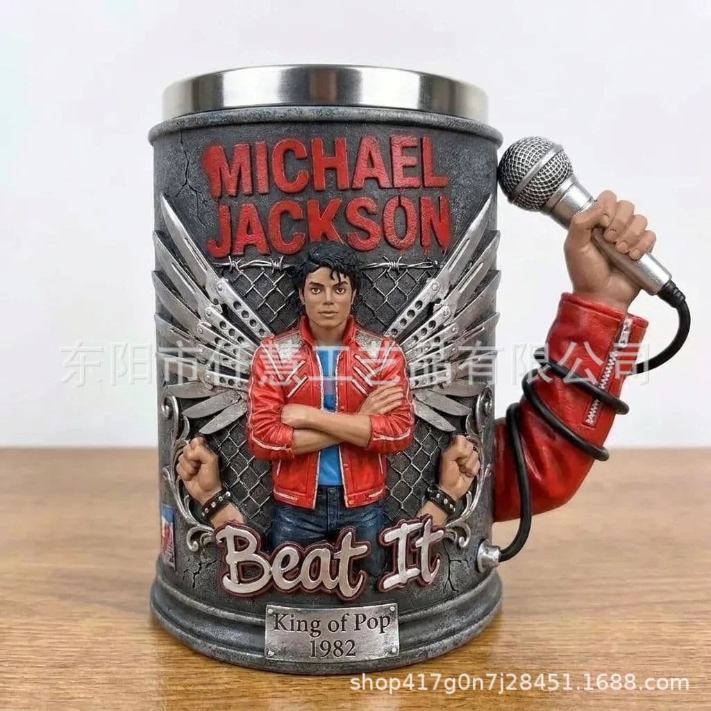 Michael Jackson Beat It Commemorative Mug 3D Embossed Stainless Steel Inner Cup