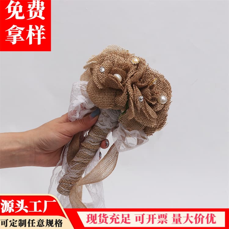 Amazon New European and American Rustic Wedding Bouquet Linen Bridal Bouquet Wedding Decoration Wholesale