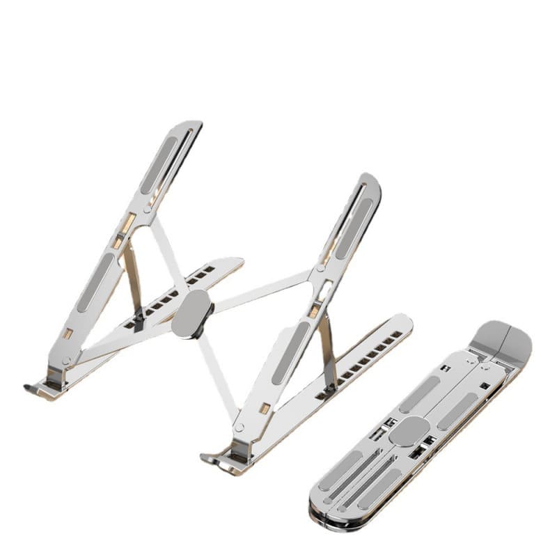 10-Level Aluminum Alloy Laptop Stand for MacBook, Popular Height-Adjustable Foldable Portable Cooling Office Stand