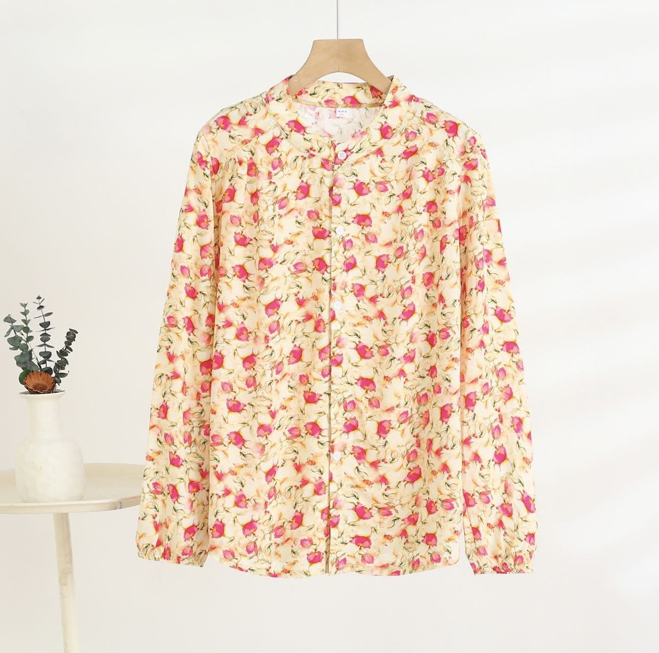 Artificial cotton shirt women's long-sleeved summer new color sunscreen cardigan top loose large size cotton silk shirt