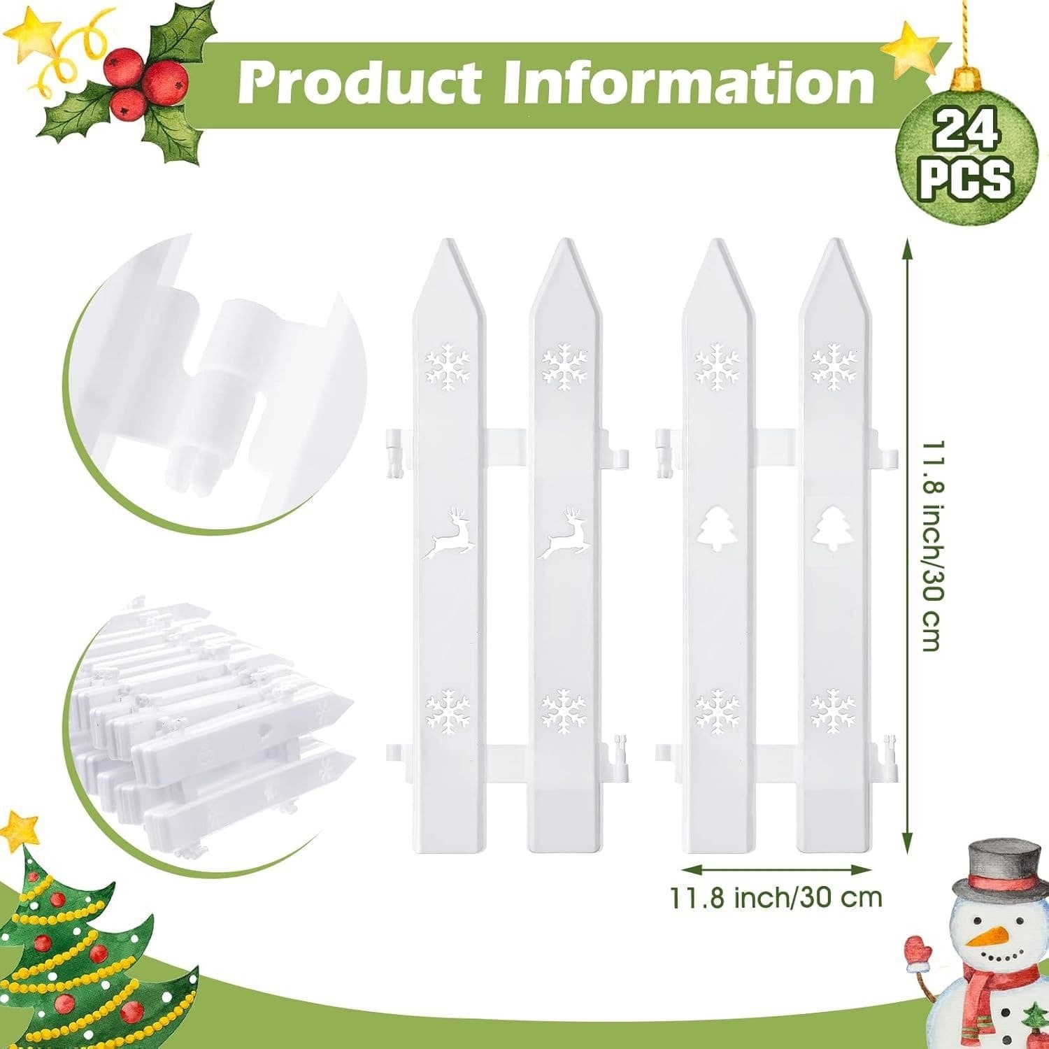 Factory Christmas Tree Scene Decorations Fence Deer Snowflake Hollow White PVC Christmas Fence