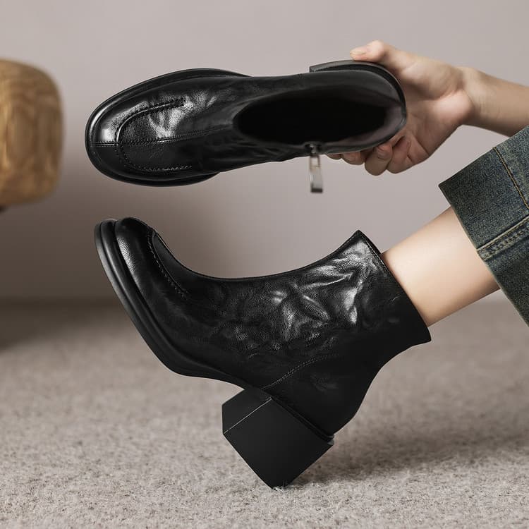 2025 Autumn/Winter New Down Boots Air Cushion Warm Lined Snow Boots Short Boots Chunky Heel Elegant Boots Women 7305