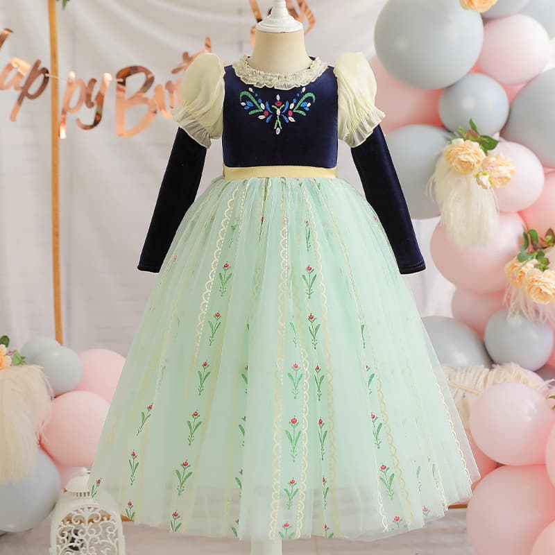 Frozen Princess Elsa Dress Autumn Long Sleeve Girl Elsa Anna Dress Children Elsa Dress