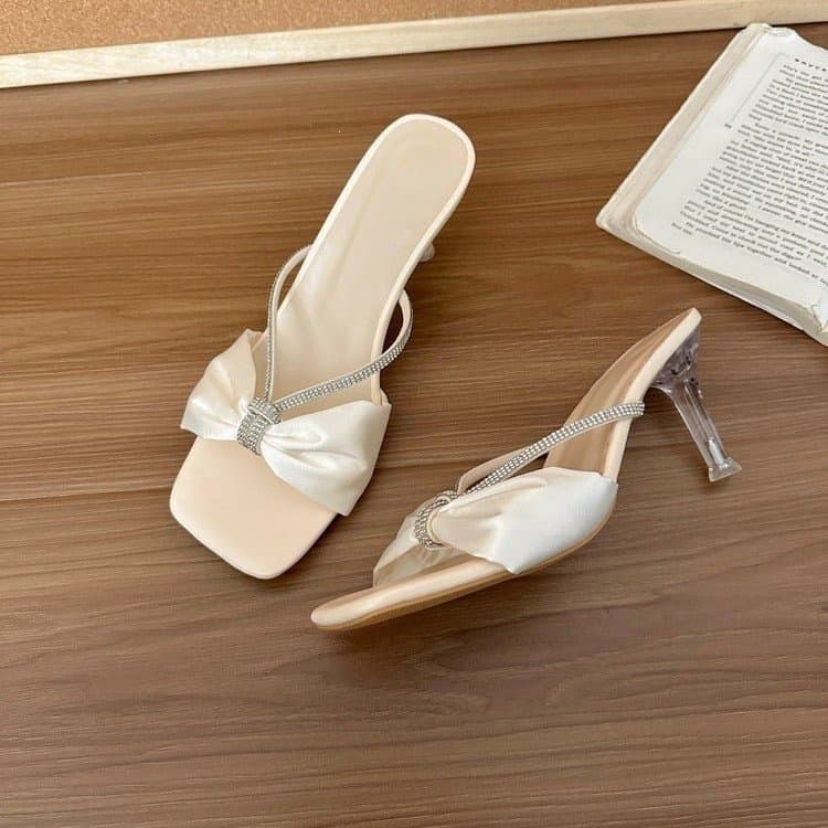 Spot 2026 summer hot style rhinestone poplar sandals, feminine ladylike style stiletto high heels, slip-ons for outer wear