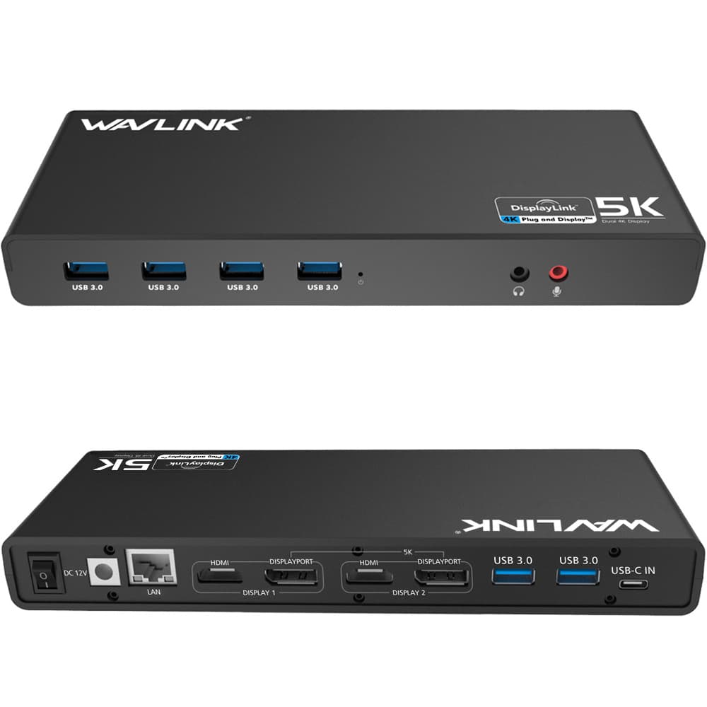 Wavlink HDMI/DP/USB splitter PD charging/card reading/3.5 audio network port 15-in-1 docking station