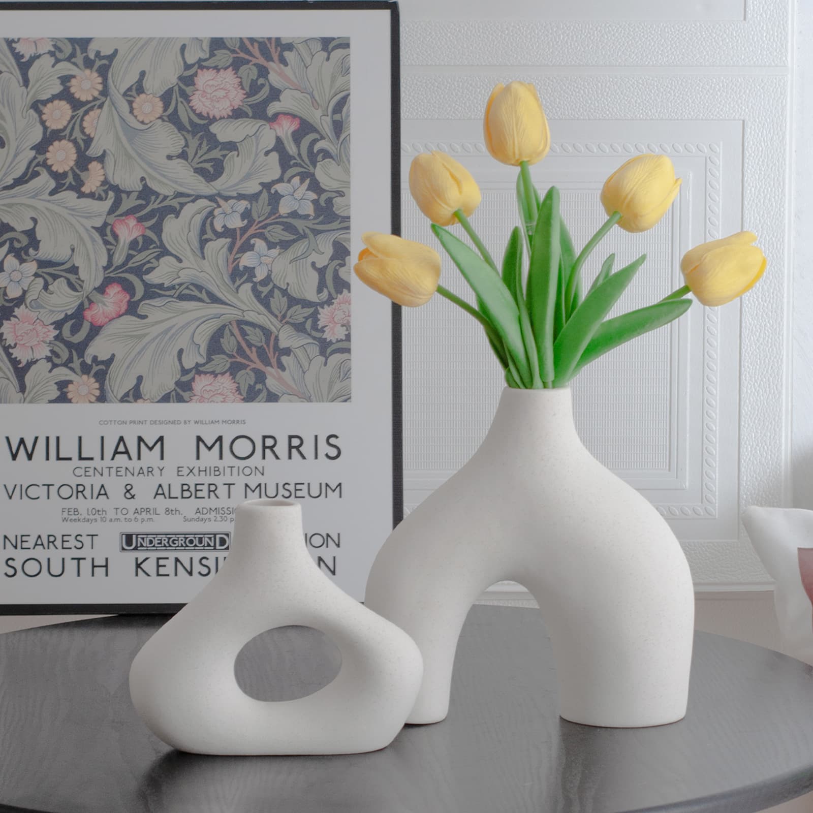 Ceramic vase set vase ceramic white ceramic vase ornaments simple flower arrangement home ceramic vase