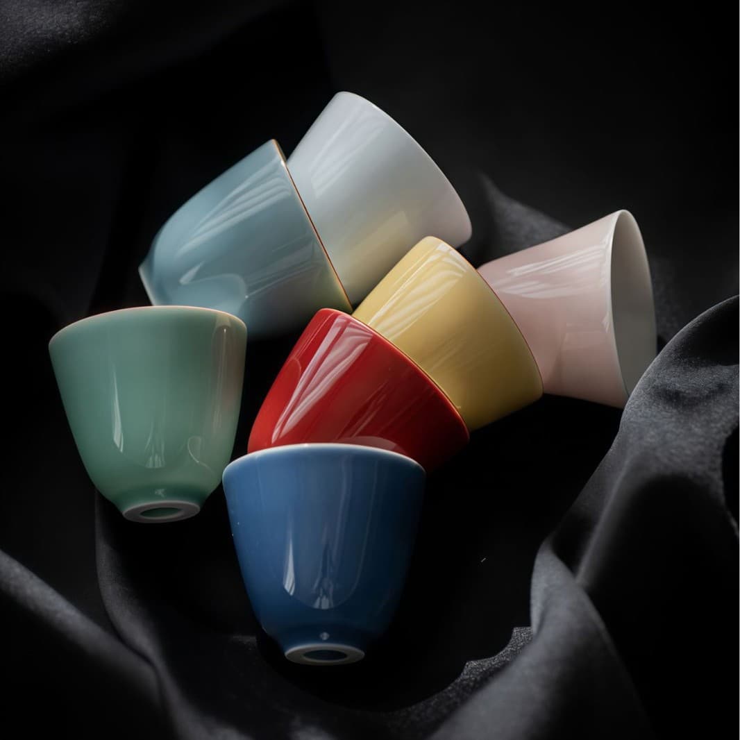Solid color glaze ceramic tea cup, Chinese style small tea cup, master cup, simple scent cup, kung fu tea cup, drinking tea bowl, single cup