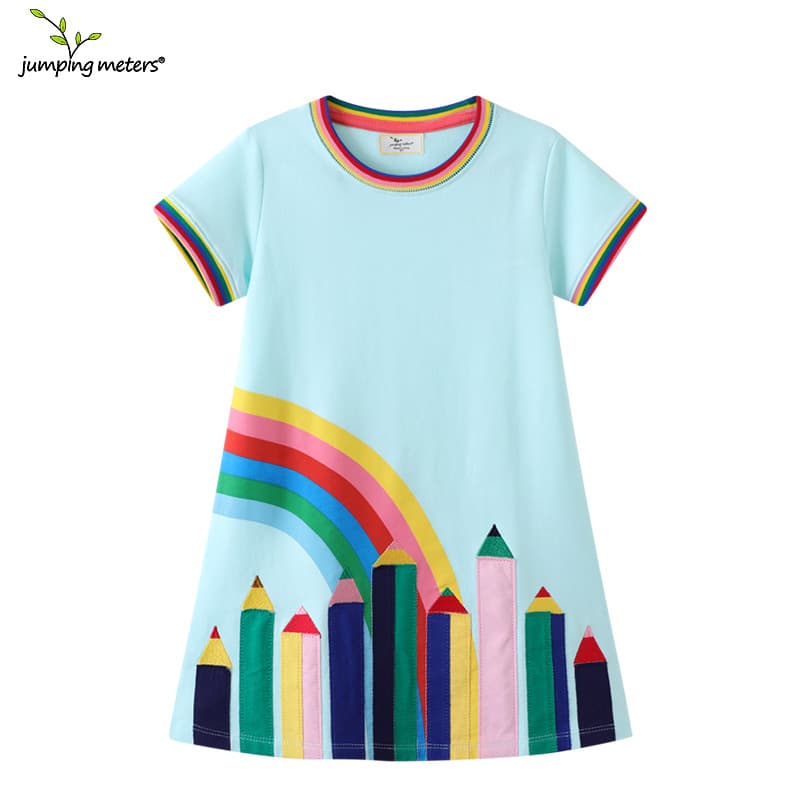 Jumpingmeters New Girls' Skirt Knit Princess Dress, European and American Style Dress, Factory Wholesale