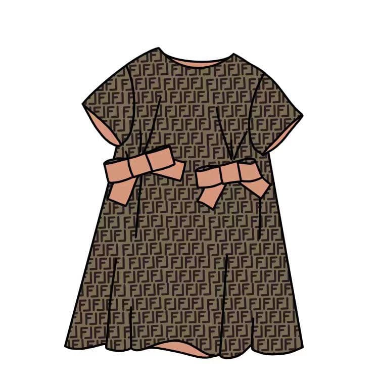 Custom Children's Dress for Girls, British Style Fashionable Girls' Dress, Family Matching Dress with Letter Space Cotton Princess