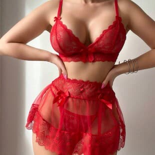 Cross-border Plus Size Lingerie Set Sexy Split Camisole European American Vest Skirt Set Cute Erotic Lingerie for Women