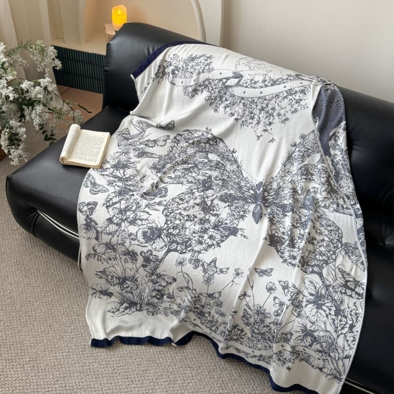 Vintage Style Bamboo Fiber Shawl Blanket, Office Nap Blanket, Airplane Throw, Home Towel Blanket 100*140cm
