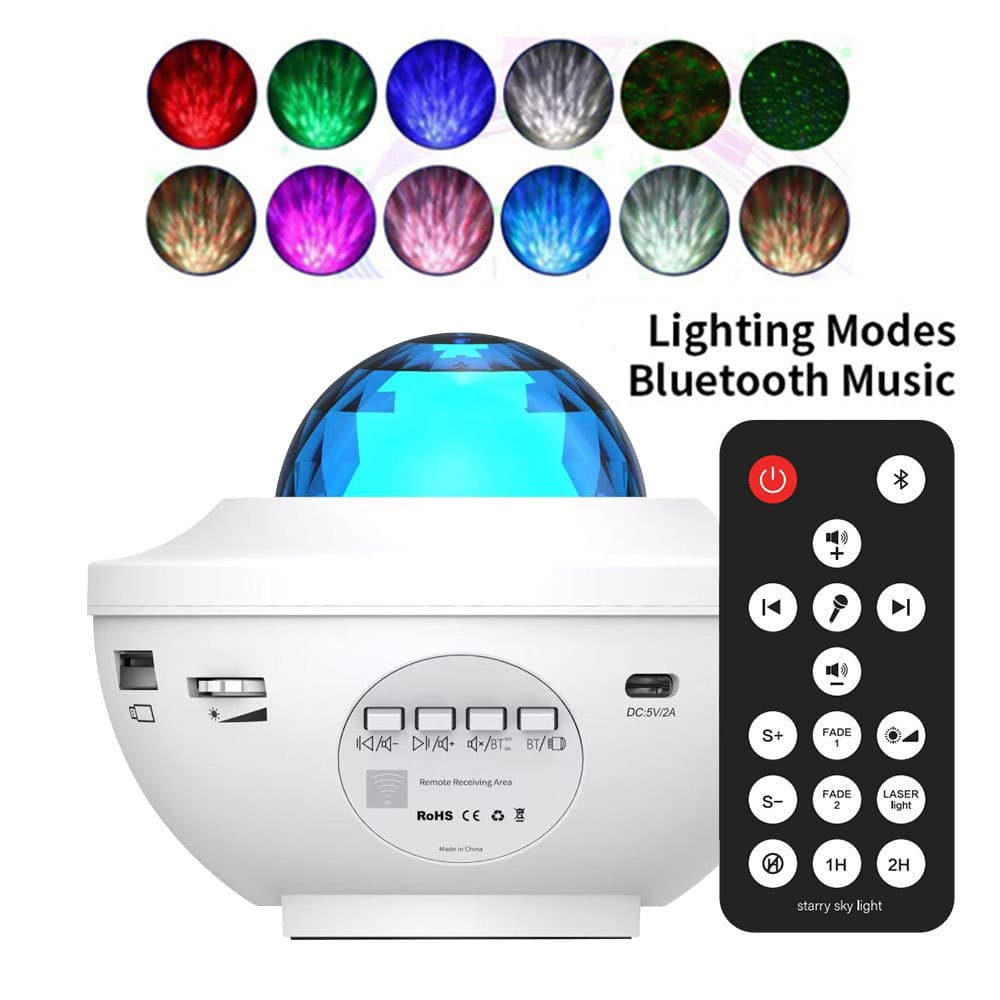 Cross-border Mini Starry Sky Projector with USB Bluetooth Speaker, Water Ripple and Laser Atmosphere Night Light