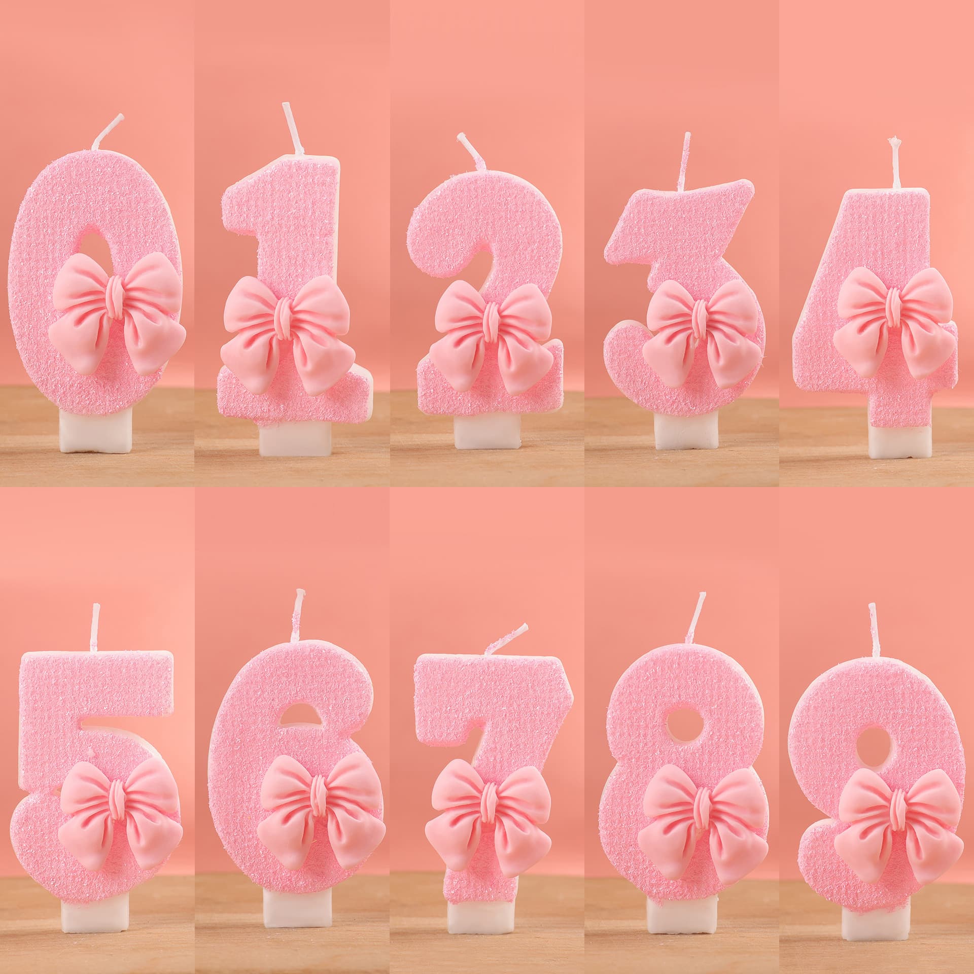 Cute Pink Bow Princess Number Children's Birthday Candle Decoration for Cake Ambiance Setup Supplies