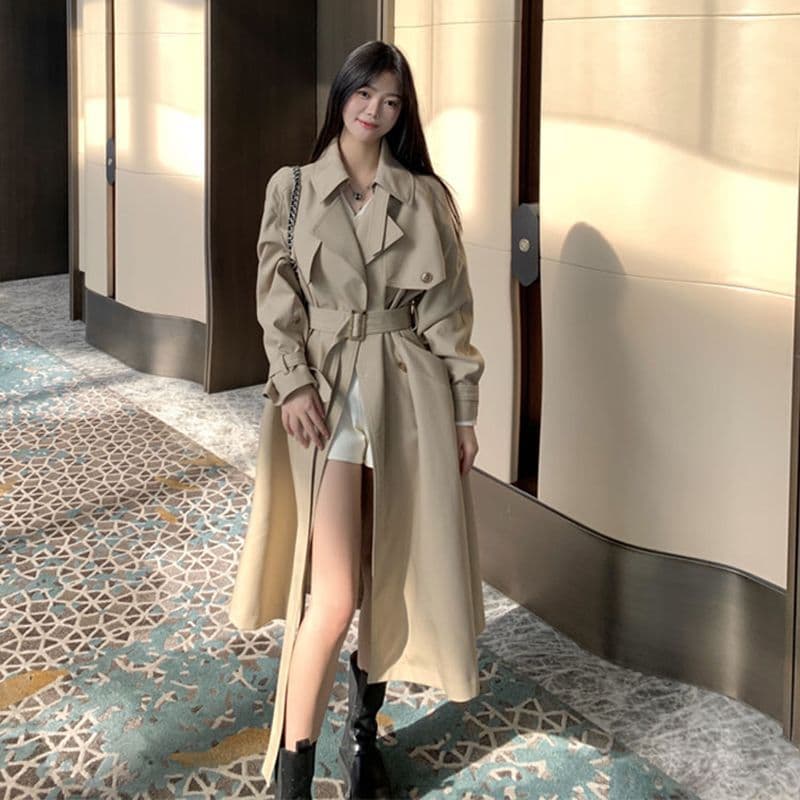 British Trench Coat for Women Spring/Autumn New Arrival Socialite Elegance Petite Mid-Length Knee-Length Casual Coat