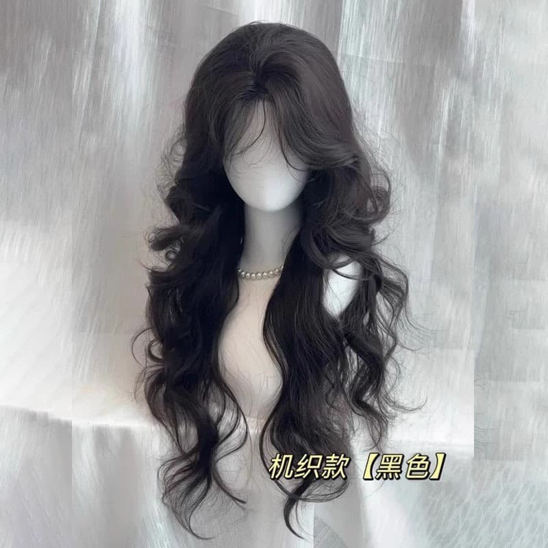 [Intoxicated] Wig Korean style big wave simulated hair bangs autumn and winter wig female natural full headgear