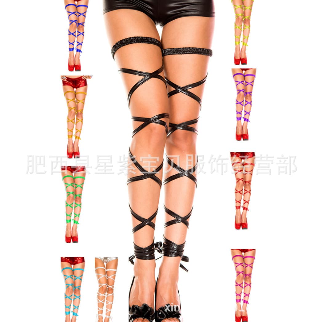 Sexy Lingerie Garter Belt with Gold Foil Anti-Slip Straps, Leg Garters, and a Pair of 3.5m Long Ties for Export 1025