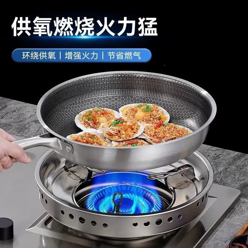 Double-layer Stainless Steel Gas Stove Windproof Cover Energy-saving Cover Fire Ring Gas Stove Bracket Accessories Household