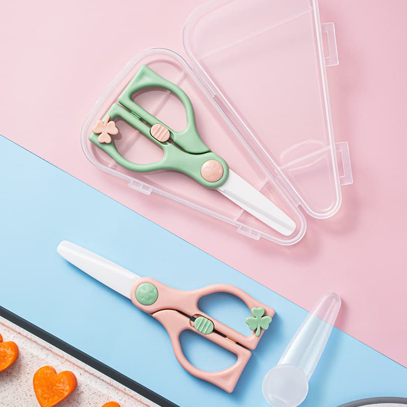 Baby Food Scissors for Kids with Case, Multifunctional Stainless Steel Kitchen Scissors, Ceramic Scissors
