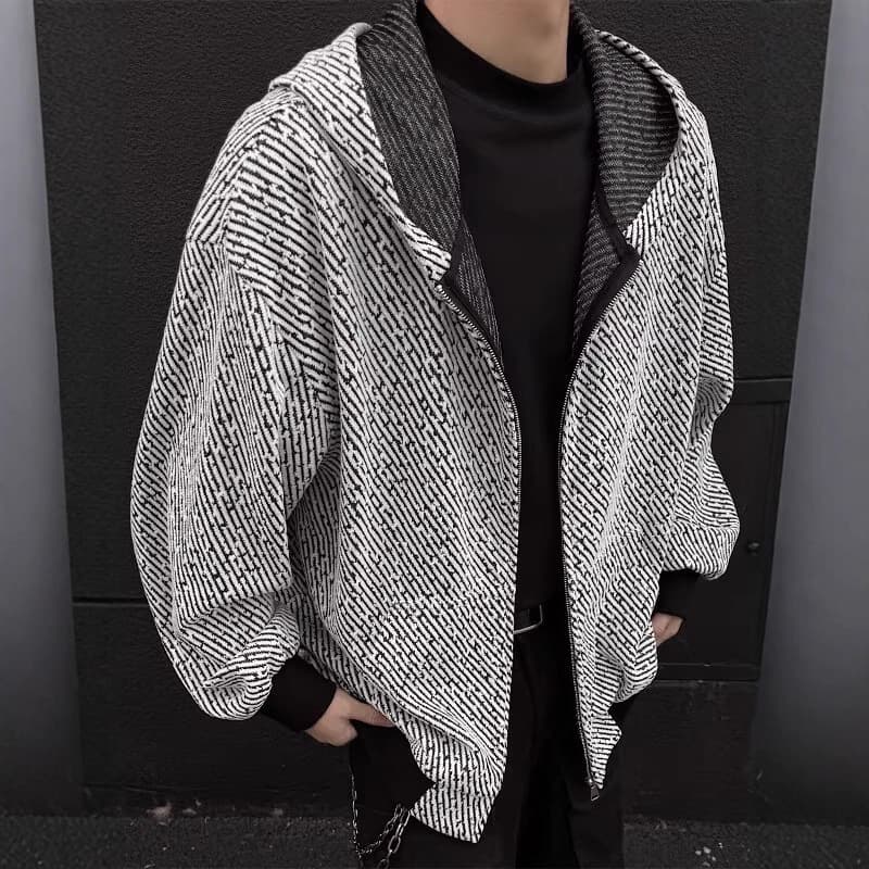 American Style Hooded Cardigan Sweatshirt for Men Spring/Fall 2025 New Trendy Design Niche Hoodie Jacket Coat for Guys