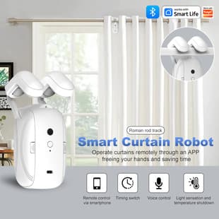 Tuya Smart Home WiFi Automatic Curtain Motor, Track-Free Remote Control Smart Curtain Voice Electric Curtain Motor