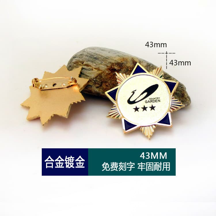 Outstanding Employee Badge Five-Star Brooch Smile Sales Service Star Medal Encouragement Employee Monthly Quarterly Award