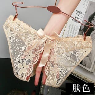 Women's Lace Sexy Hot Charming Thin Seamless Breathable Cute Bow New Open Crotch Panties
