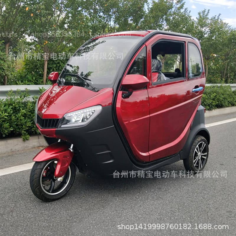 License-plate eligible / 2-door 3-seat enclosed passenger cargo electric tricycle for home commuting adult battery vehicle