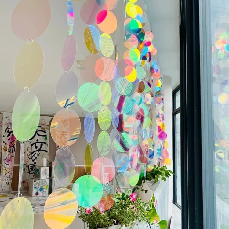 PVC Holographic Sheets Laser Kindergarten Hanging Decor Material Round Discs Iridescent A4 Transparent Colored Plastic Round Sheets